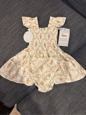 Hill House Cream Floral Smocked Baby Romper